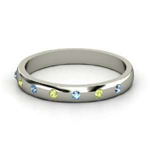   Button Band, Sterling Silver Ring with Peridot & Blue Topaz Jewelry