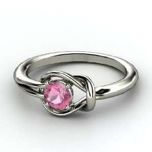  Hercules Knot Ring, Round Pink Tourmaline Platinum Ring Jewelry