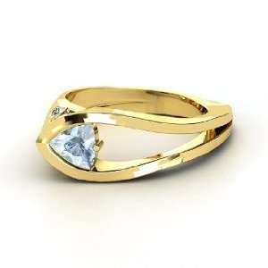   Ring, Trillion Aquamarine 14K Yellow Gold Ring with Diamond Jewelry