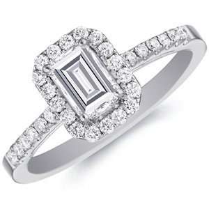 Engagement Ring Size 10 Palladium Cassandra Emerald Cut Diamond with 