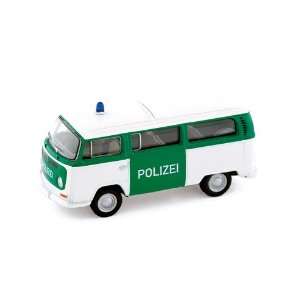   VW T2 bus Polizei, green white 187 Scale Diecast Model Toys