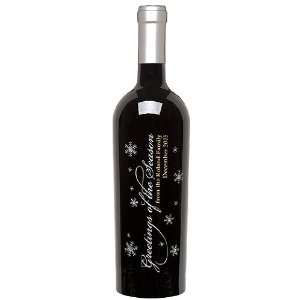 Greetings of the Season II   Personalized Etched Wine  